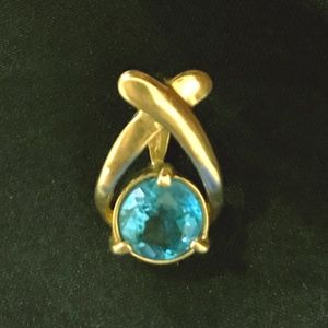 14k Gold Large Topaz Pendant